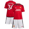 Maillot de Supporter Manchester United Van De Beek 34 Domicile 2023-24 Pour Enfant